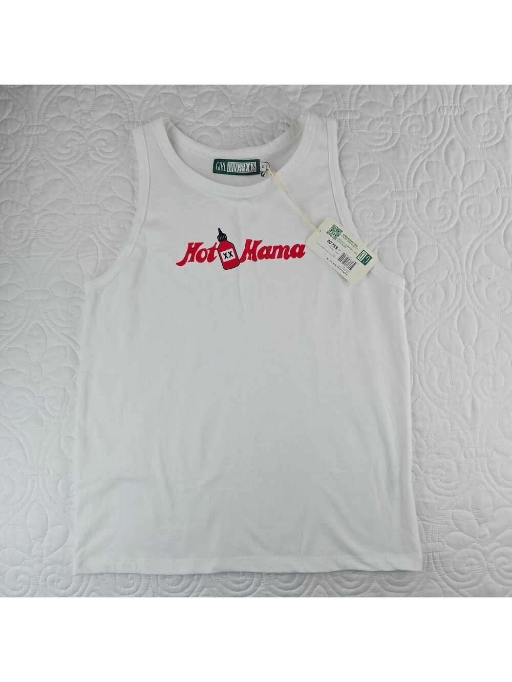 Girl Dangerous Hot Mama High Neck Tank Top, 100% Organic Cotton, Size Medium - Picture 2 of 8